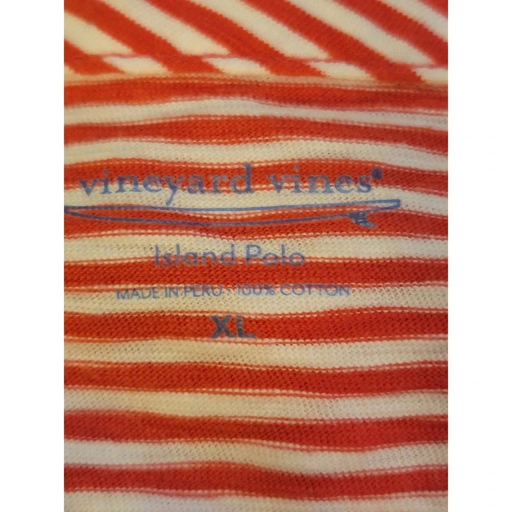 Vineyard Vines Mens XL Island Polo Shirt Red White Striped Cotton Short Sleeve‎ - Picture 9 of 9